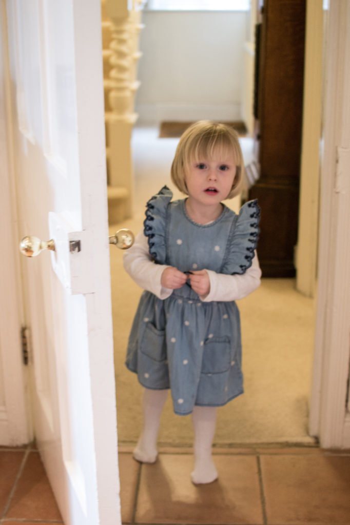 Mothercare Denim Embroidered Angel Sleeved Dress