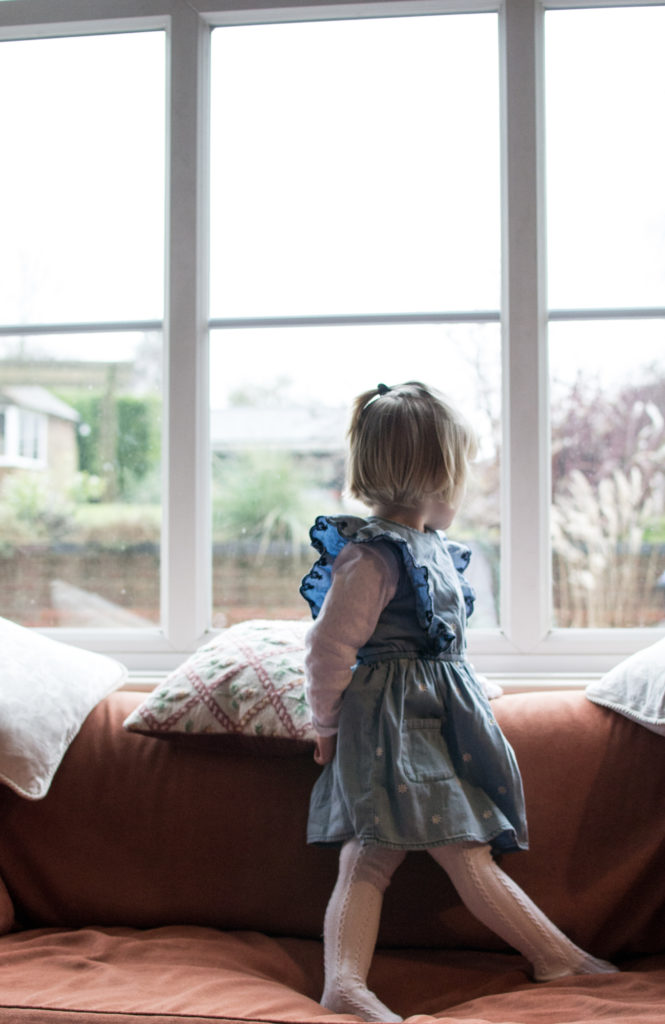 Mothercare Denim Embroidered Angel Sleeved Dress