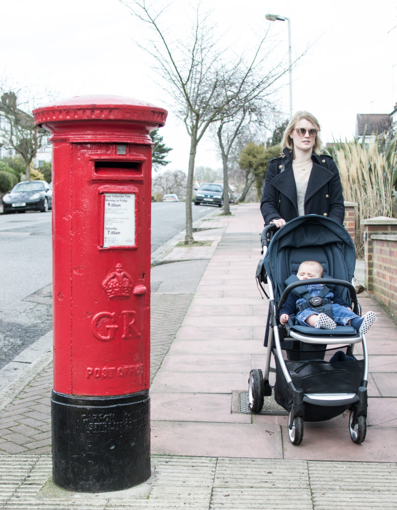 Karen Maurice eco blogger of n4mummy, out for a walk with her son in the buggy