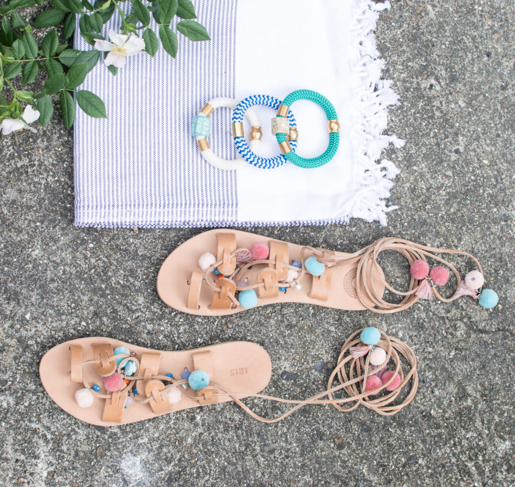 IRIS Gladiator Sandals, Statement Bangles, hammam towel from Hammam Havlu