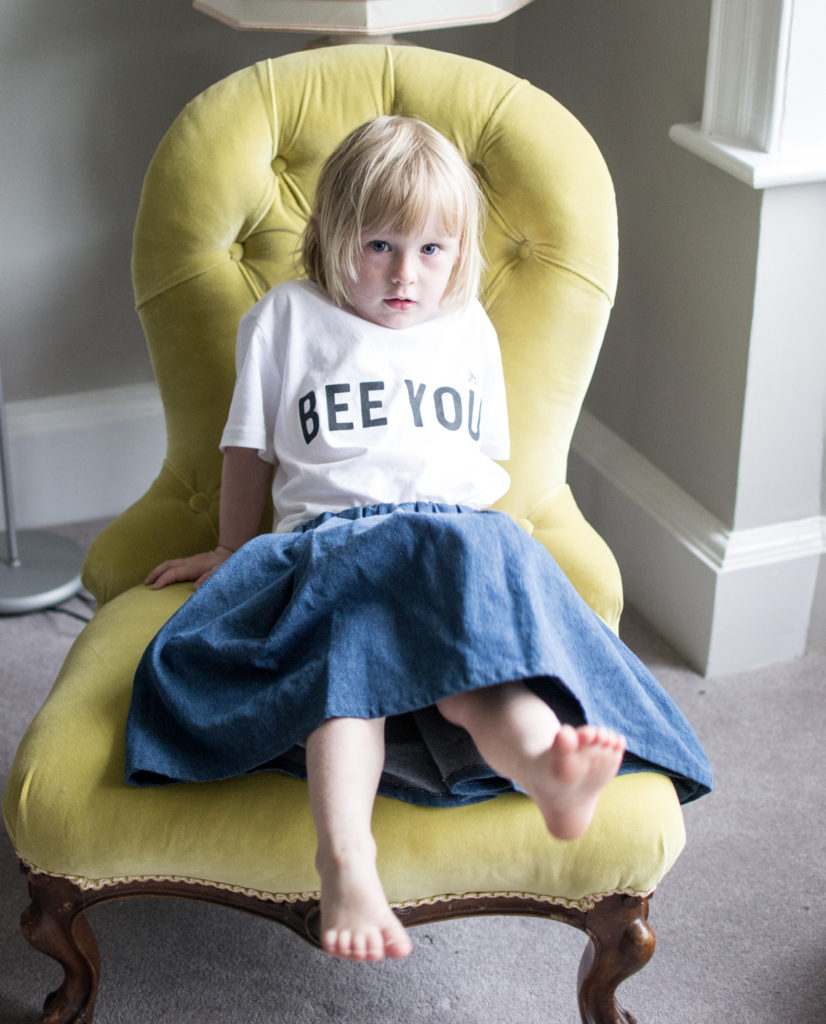 Daisy wearing Bee You T Shirt by Deborah Campbell Atelier