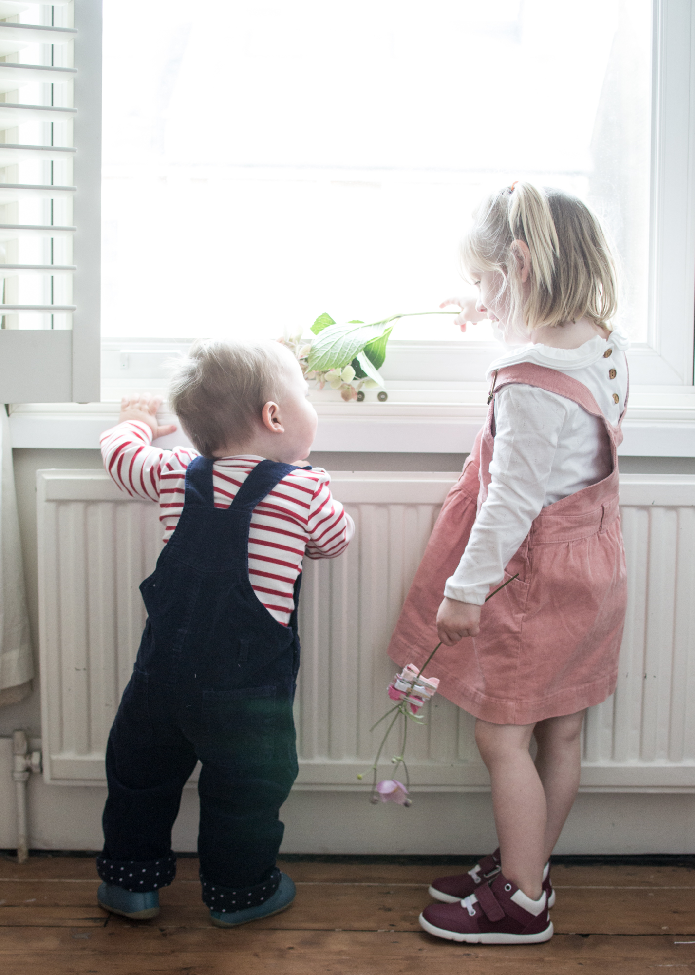 Pink Pinafore Dress from Dotty Dungarees & Bobux Trainers