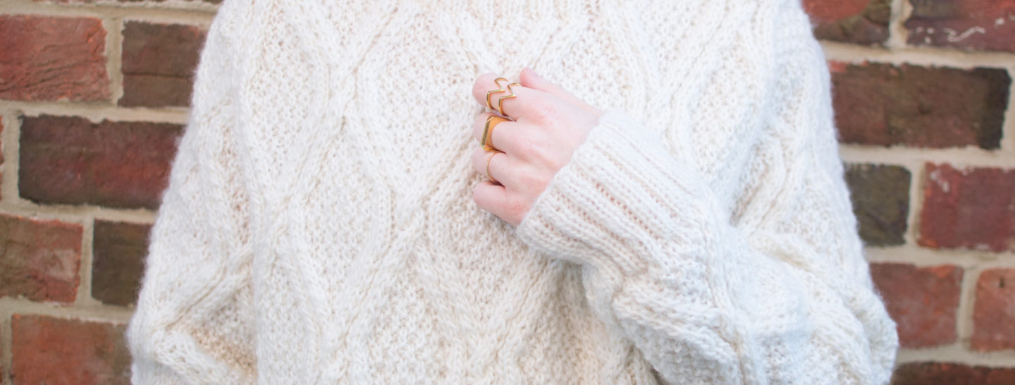 Cream Cable Knit Jumper People Tree, Chevron Ring Edge of Ember