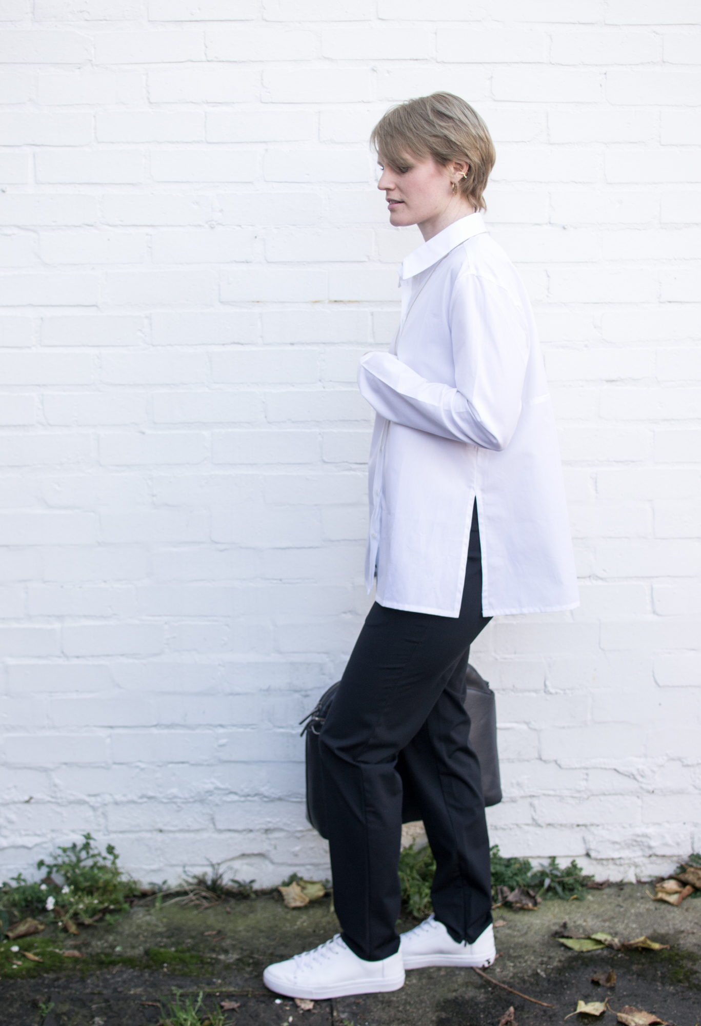 White Shirt and Black skinny trousers from Sheer Apparel