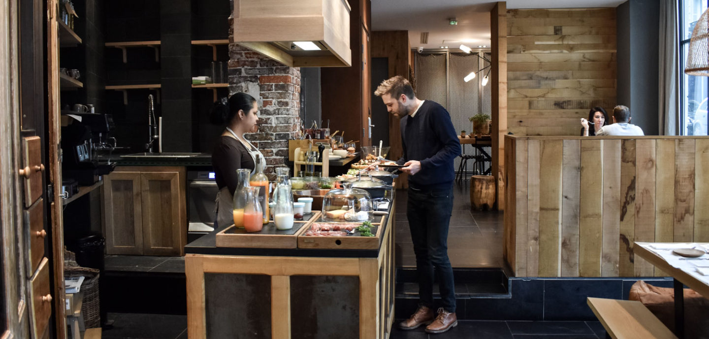 Breakfast room at the eco-friendly hotel in Paris, Hidden Hotel