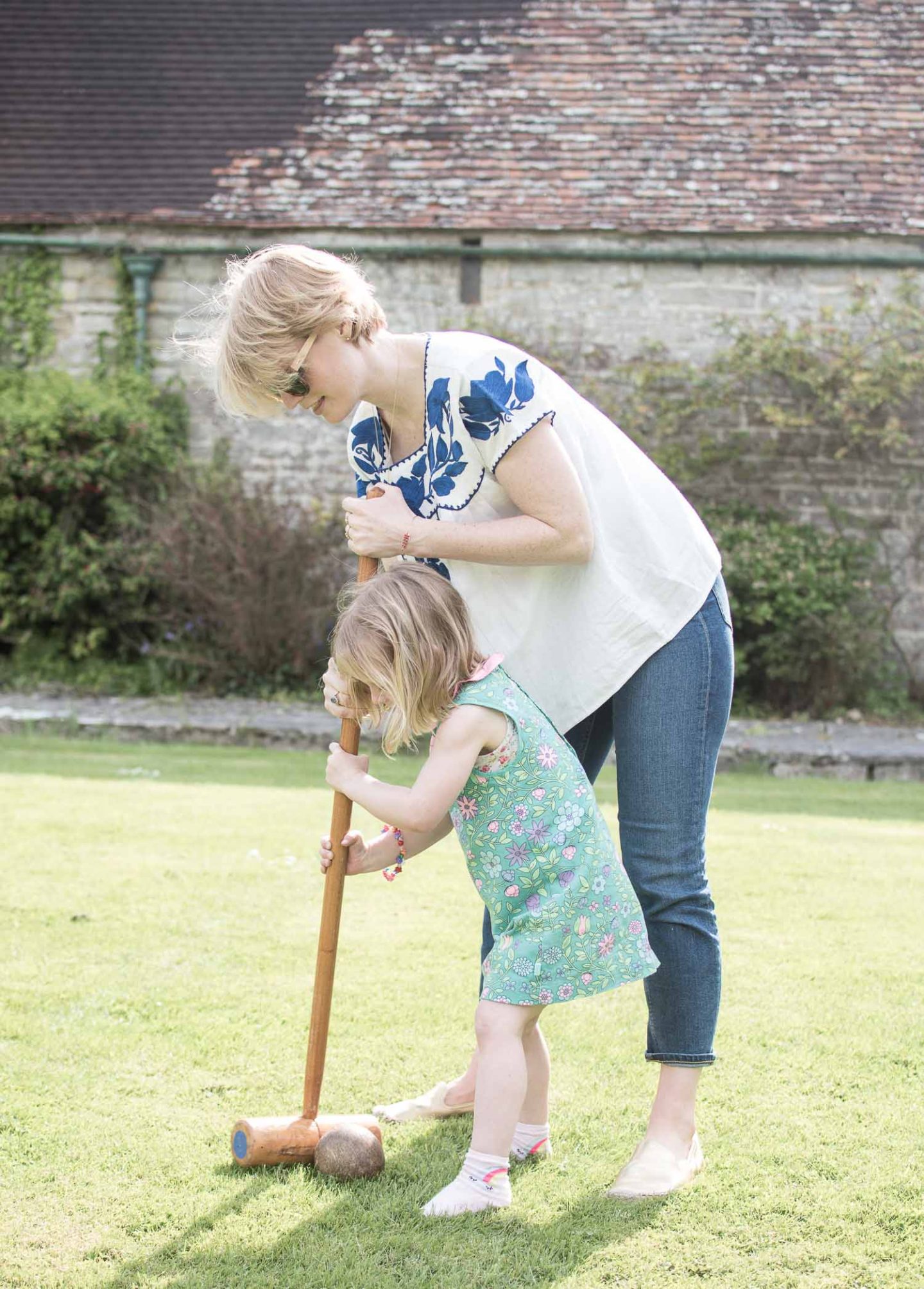Lifestyle blogger Karen Maurice of n4mummy with her daughter Daisy playing crochet at Wootton House