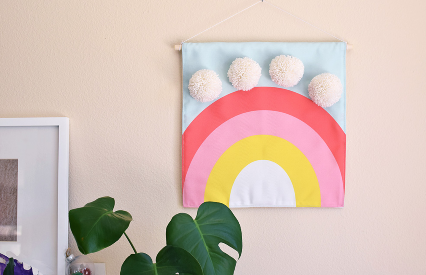 Pom Pom Rainbow DIY Wallhanging from Spoonflower