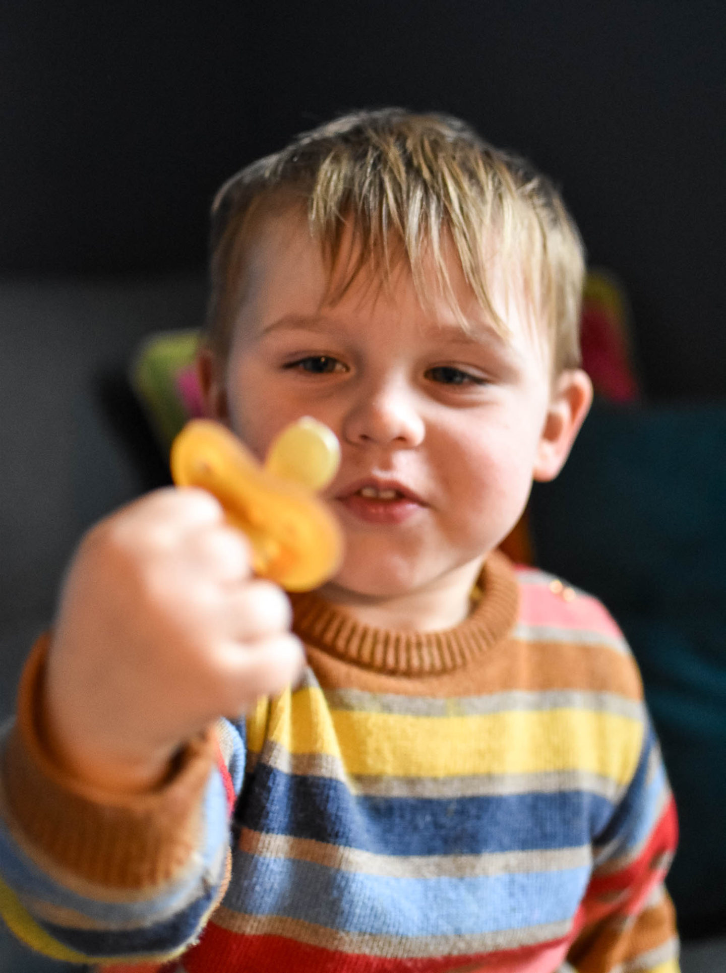 n4mummy's son using his Hevea eco-friendly dummy from eco-