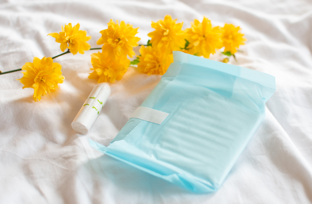 A Grace & Green sanitary pad, wrapped in a biodegradable bio-plastic, eco-friendly periods