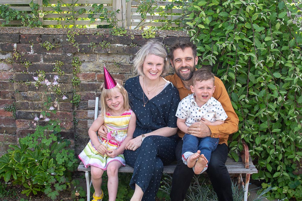 Karen Maurice of n4mummy with her family, wearing clothing from small sustainable brands