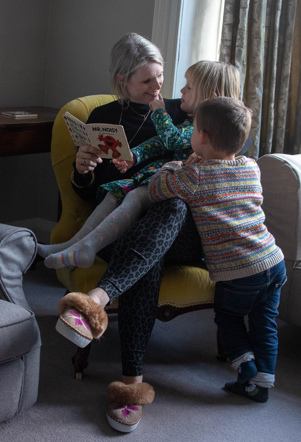 Karen Maurice of n4mummy with her children wearing Boob's leopard print maternity leggings