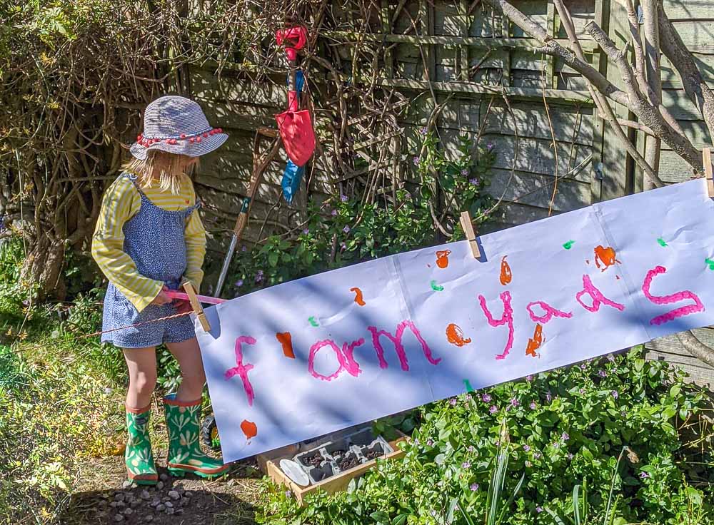 Daisy transforming our garden into a farmyard during Coronavirus lockdown