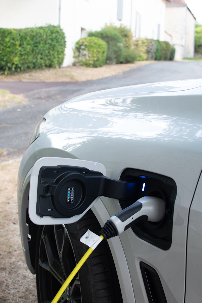 Charging the BMW X5 plug-in Hybrid in France, using a normal plug.  