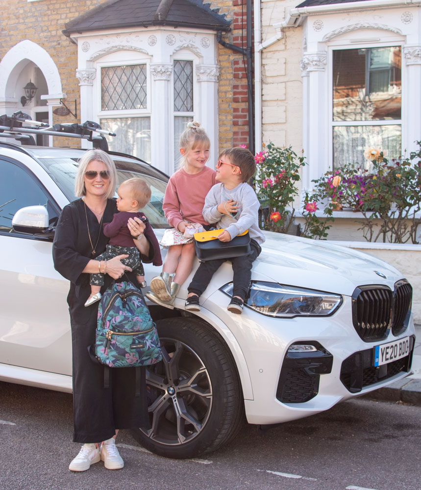 Karen Maurice sustainable blogger of n4mummy with her family beside the BMW X5 Plug-in Hybrid which they have been trialling for three months. 