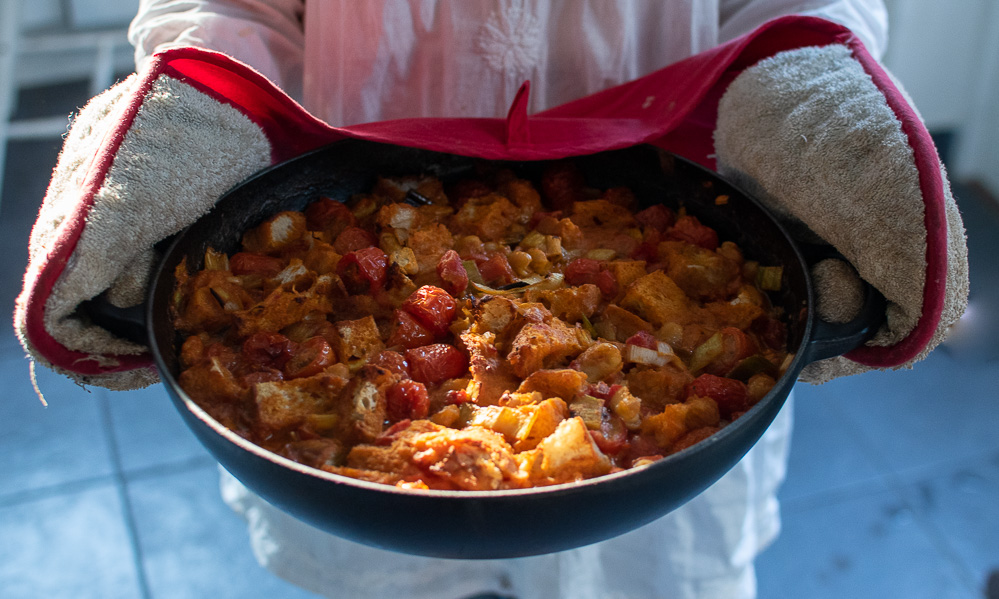 A dish of tomato cassoulet, vegetarian meal