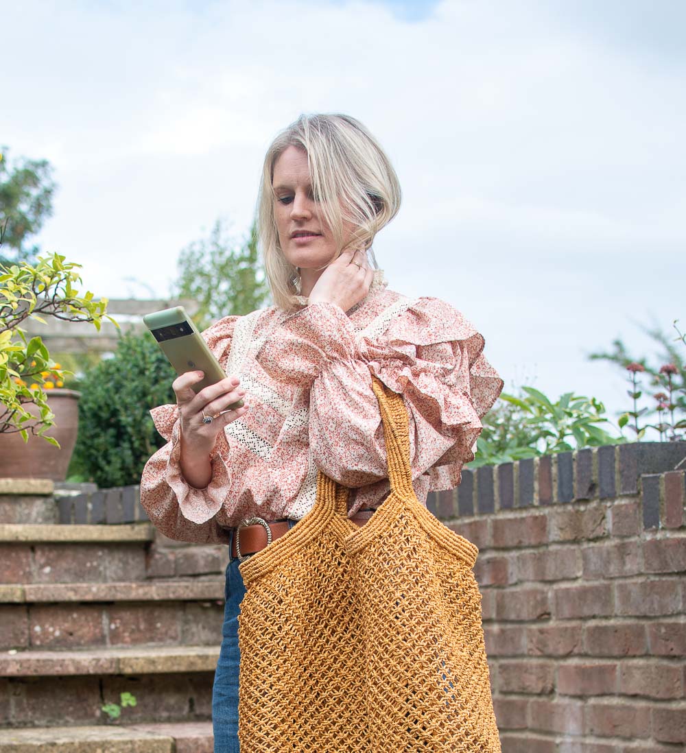 Karen Maurice of n4mummy is a ruffle blouse from preloved clothing brand The Second Row, second hand clothes online 